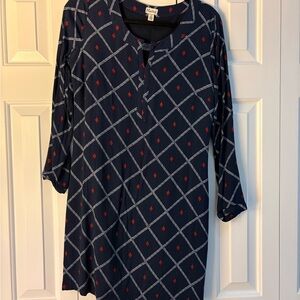 Women's Navy and Red Geometric Top
